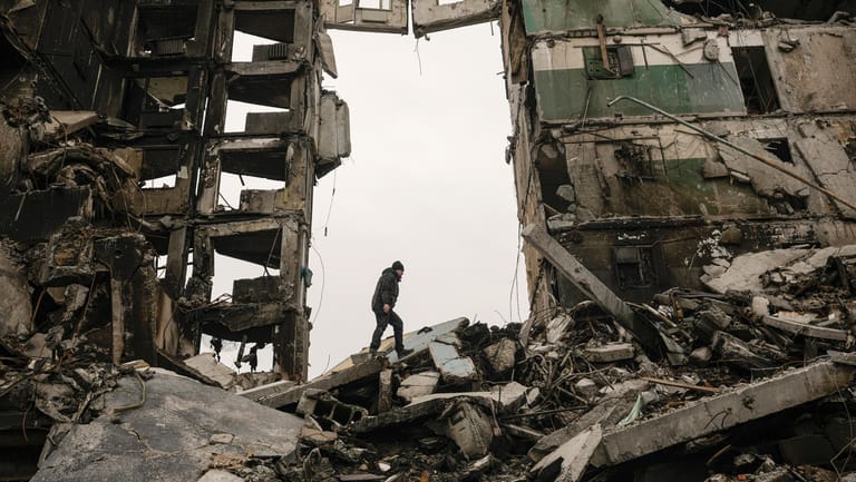 Zerstörtes Wohnhaus in Borodjanka: Die Stadt liegt nordwestlich von Kiew und Butscha.