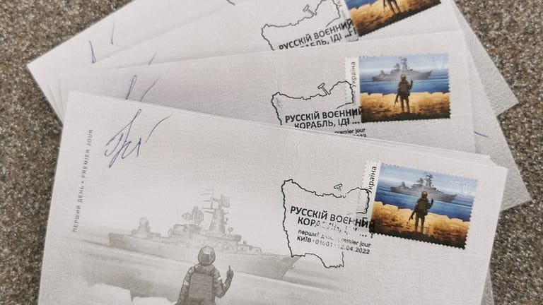 Die neuen Briefmarken der ukrainischen Post: Die Botschaft an Russland ist eindeutig.