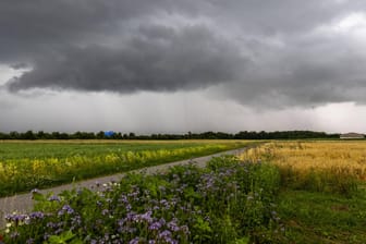 Dunkle Wolken eines Gewitters (Symbolbild): Im Norden kommt es vereinzelt zu Schauern und Gewittern.