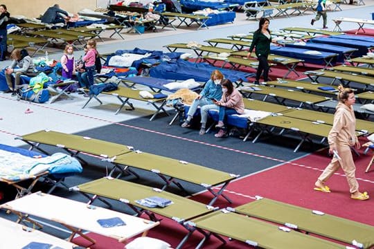 Flüchtlinge in Flüchtlingsunterkunft
