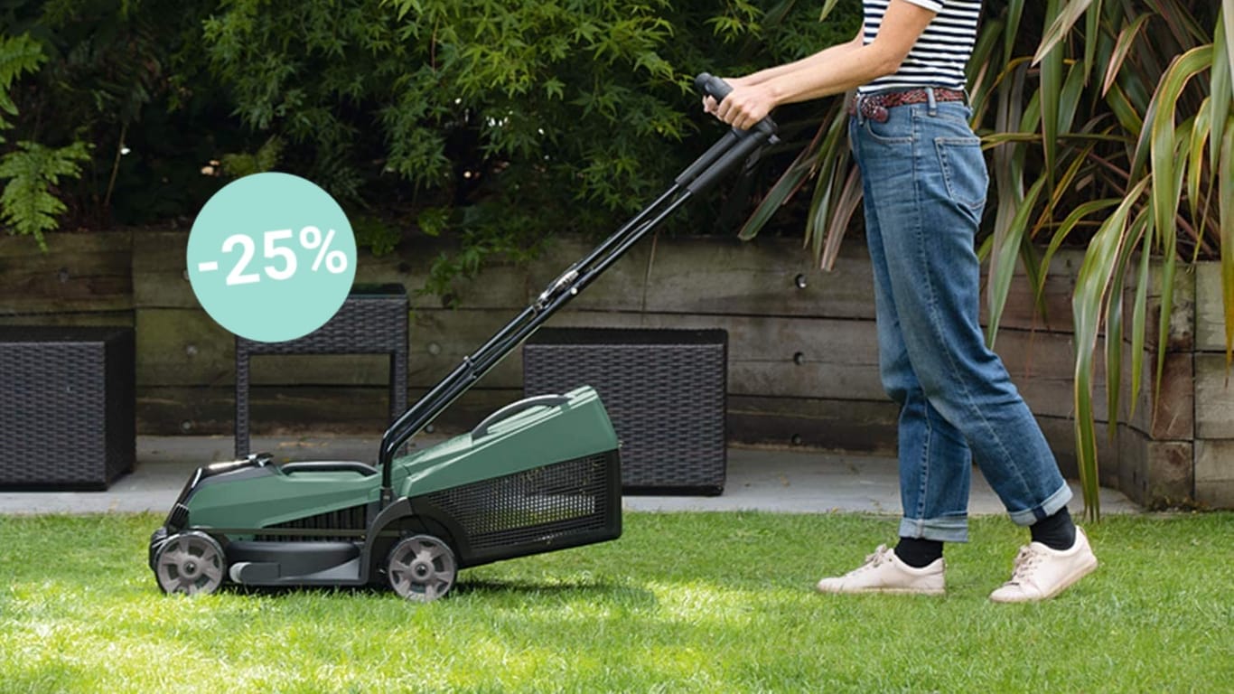 Am letzten Tag der Amazon-Oster-Angebote können Sie sich einen Akku-Rasenmäher von Bosch zum Tiefpreis sichern.