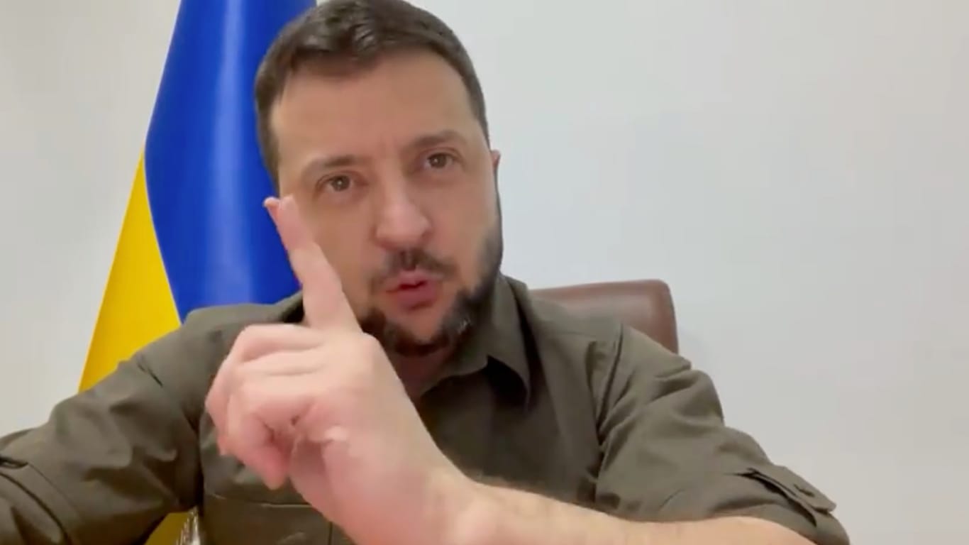 Wolodymyr Selenskyj bei einer Videoaufzeichnung.