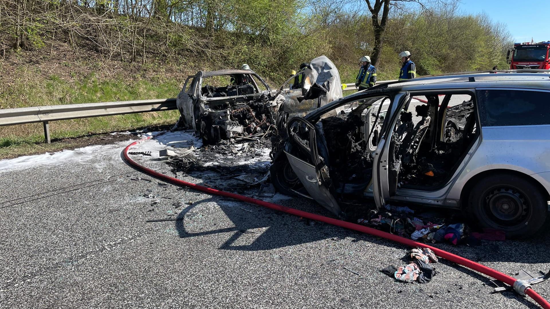 Blick auf die Unfallstelle: Acht Menschen wurden verletzt.