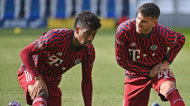 Kingsley Coman (l.) und Lucas Hernández: Sie werden die Partie gegen Bielefeld verpassen.
