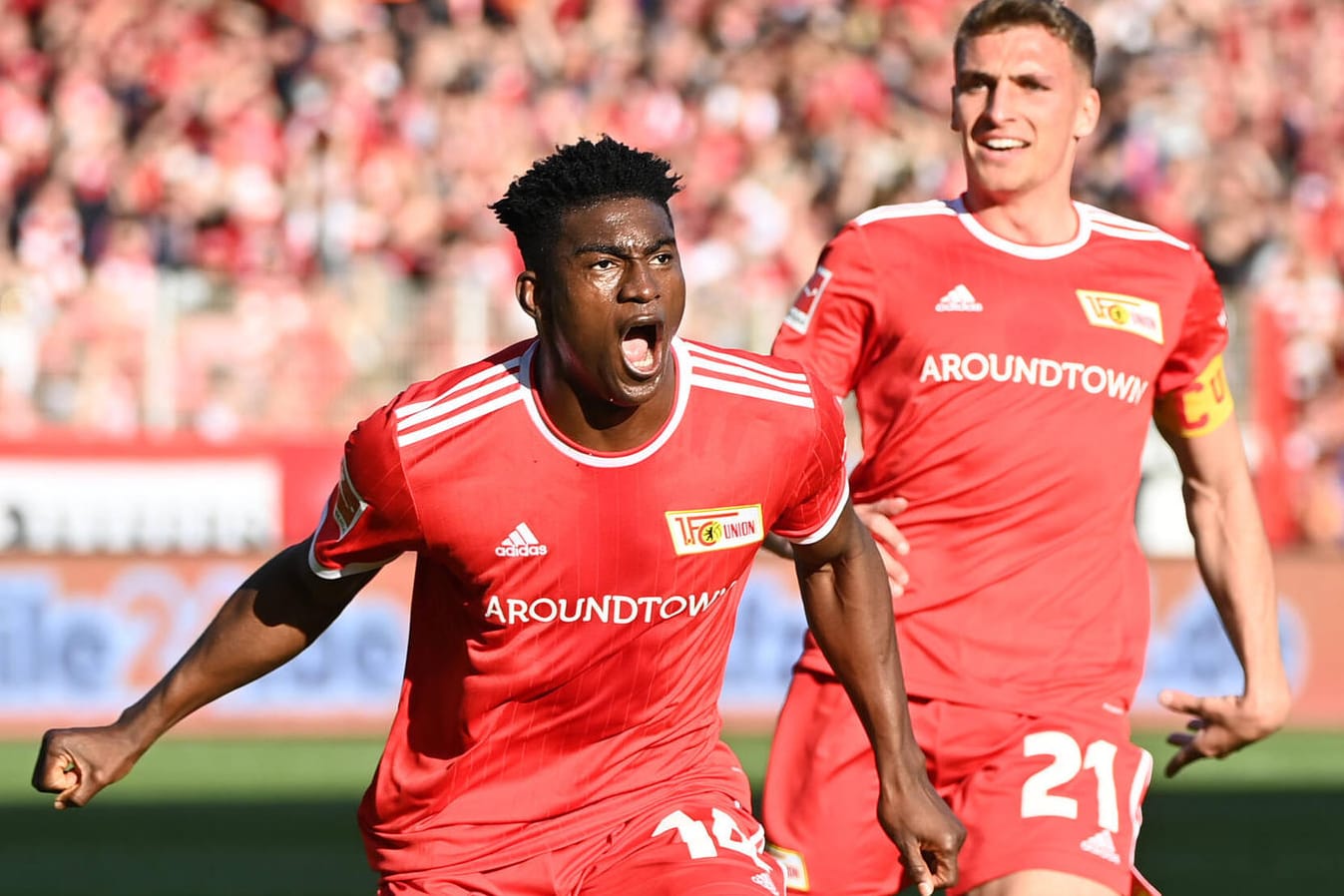 Taiwo Awoniyi (li.) und Grischa Prömel: Die beiden Unioner trafen beim Heimsieg gegen Eintracht Frankfurt.