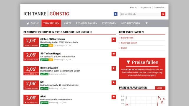 Suche, Karte, Prognose - und vor allem: aktuelle Preise. Suche, Karte, Prognose - und vor allem: aktuelle Preise.