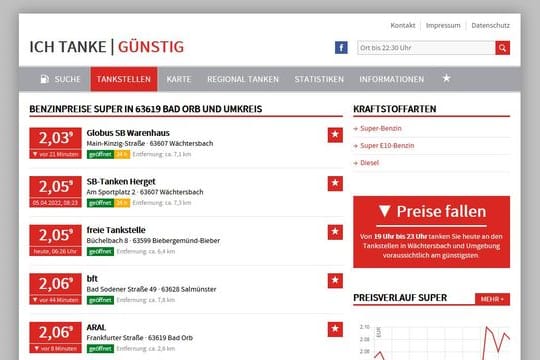 Suche, Karte, Prognose - und vor allem: aktuelle Preise.