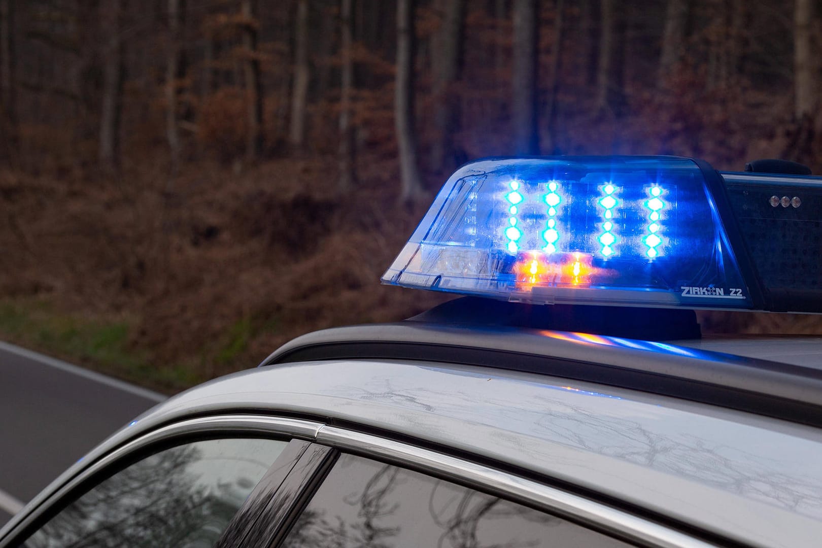 Blaulicht der Polizei in der Natur (Symbolbild): Die Polizei prüft mögliche Zusammenhänge mit vergangenen Attacken.