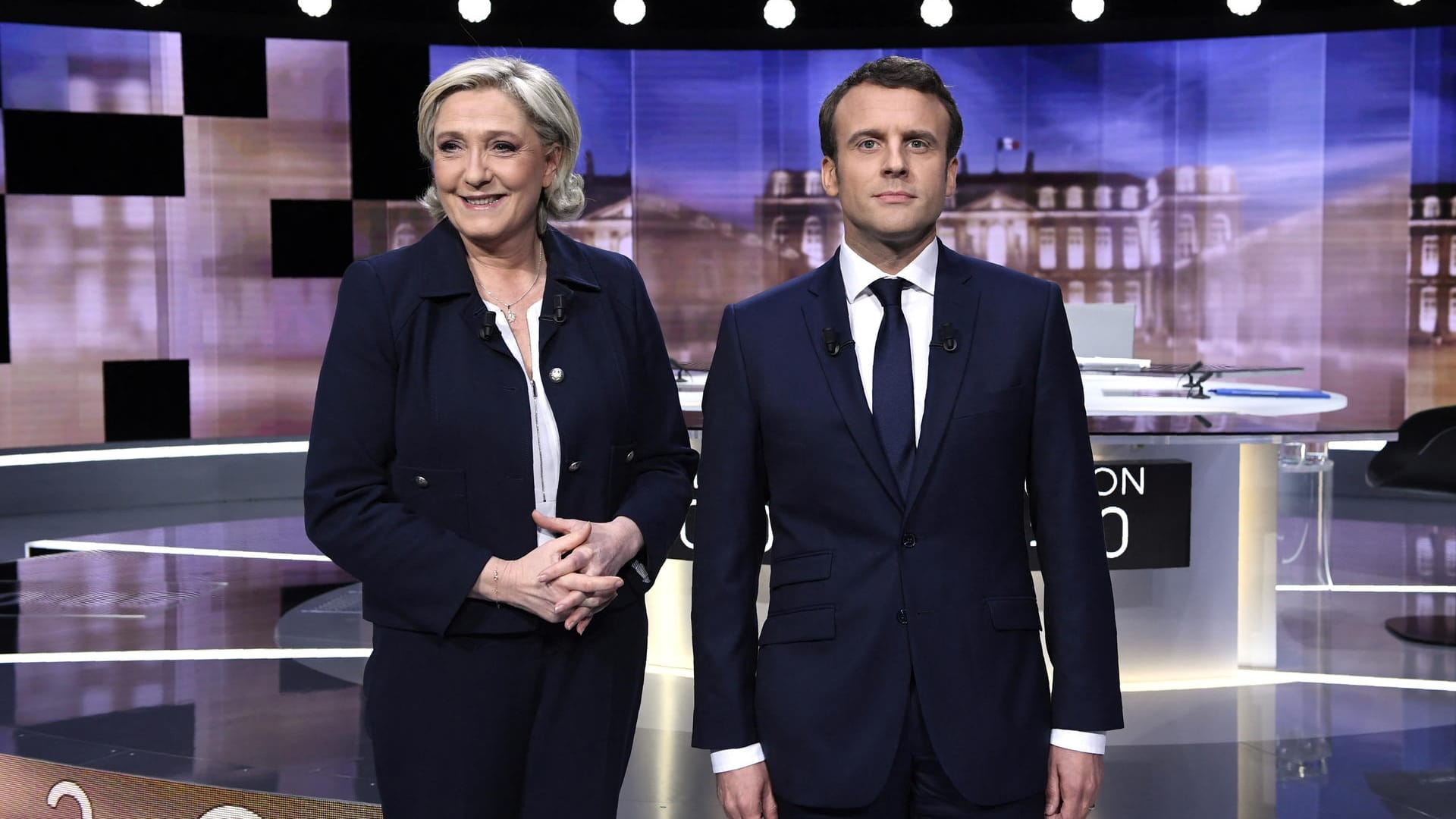 Le Pen und Macron bei der TV-Debatte: Es geht ums Ganze.