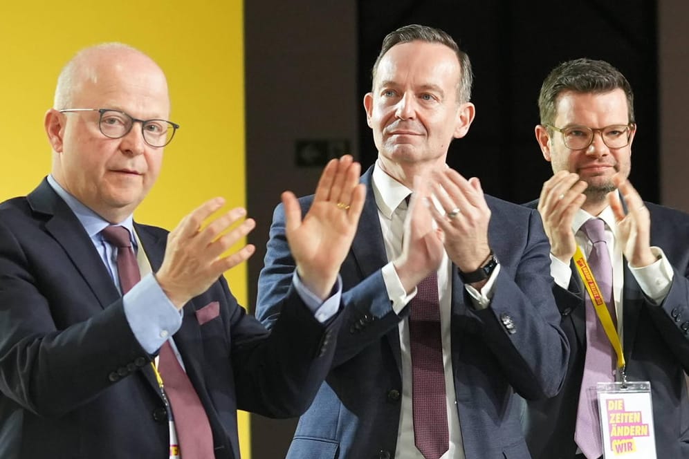 Michael Theurer, Volker Wissing und Marco Buschmann (v. l. n. r.) auf dem Bundesparteitag: Die FDP hatte zuletzt ungefähr 80 Prozent Männer unter ihren Mitgliedern.