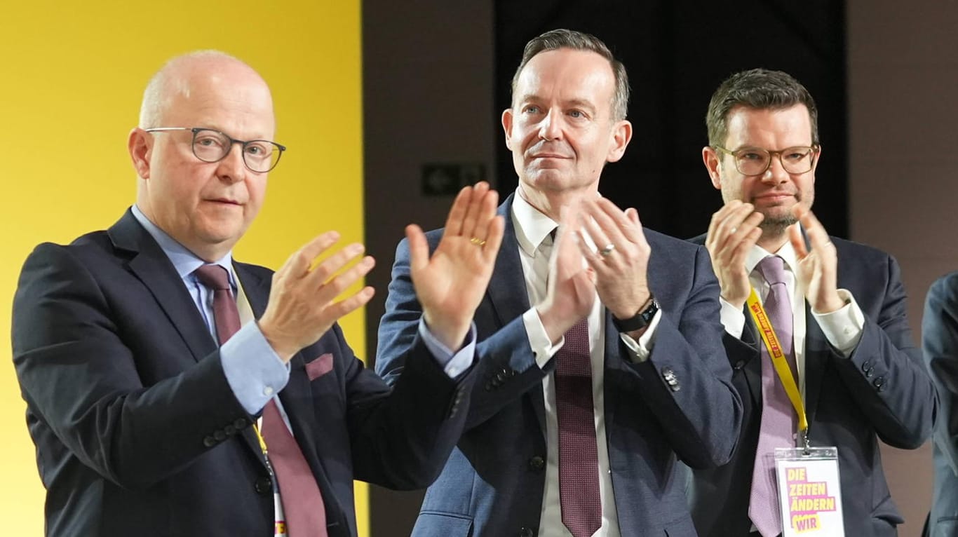 Michael Theurer, Volker Wissing und Marco Buschmann (v. l. n. r.) auf dem Bundesparteitag: Die FDP hatte zuletzt ungefähr 80 Prozent Männer unter ihren Mitgliedern.