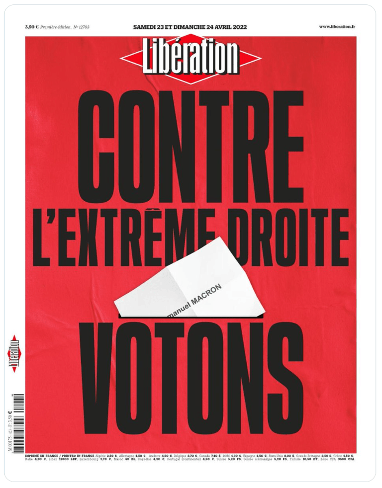 Die linke französische Tageszeitung hat ihre Leser explizit dazu aufgerufen, sich nicht zu enthalten – um Le Pen zu verhindern.