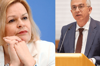 Bundesinnenministern Faeser und Frankfurter OB Feldmann (Collage): Die hessische CDU fordert eine Äußerung zum AWO-Skandal.