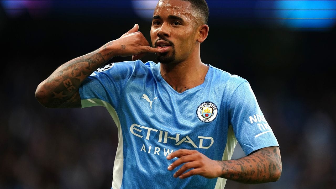 Fabriel Jesus feiert seinen Treffer zum 2:0 für Manchester City. Fabriel Jesus feiert seinen Treffer zum 2:0 für Manchester City.