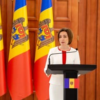 Die Präsidentin von Moldau, Maia Sandu, spricht zur Presse (Archivbild): Sie fürchtet eine Eskalation.