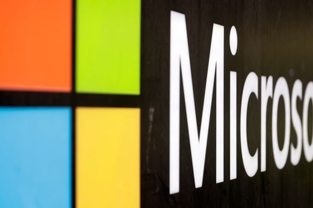 Das Microsoft-Firmenlogo ist in den Büros in Sydney zu sehen.