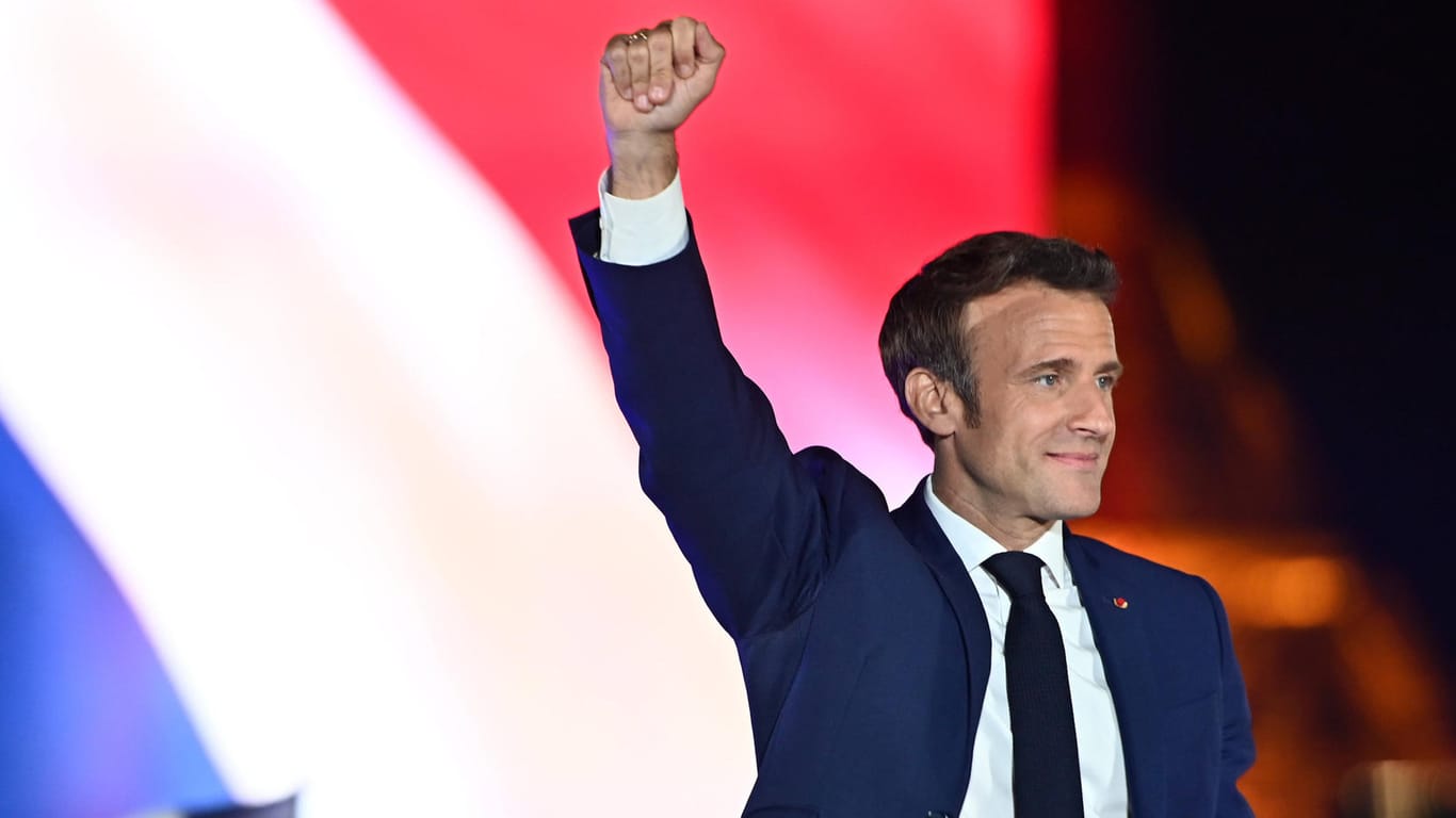 Emmanuel Macron nach seiner Wiederwahl: Seine Herausforderin Marine Le Pen hat dennoch 42 Prozent der Stimmen erreicht.