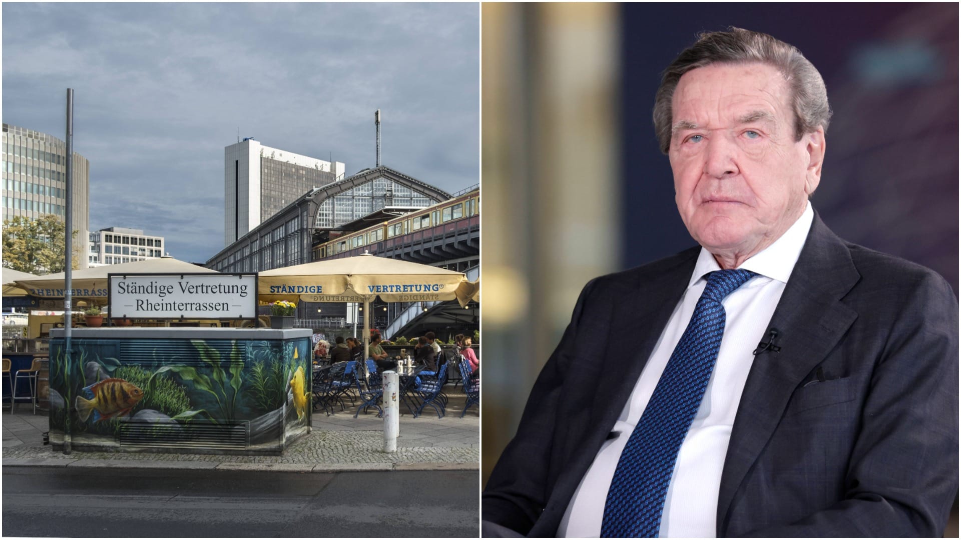 Das Lokal "Ständige Vertretung" in Berlin und Altkanzler Gerhard Schröder (SPD): Wegen seiner Nähe zu Russland steht Schröder stark in der Kritik.