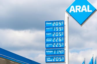 Die Preisanzeige an einer Tankstelle (Symbolbild): Die gestiegenen Spritpreise führen zu mehr Betrügern an den Zapfsäulen Sachsen-Anhalts.