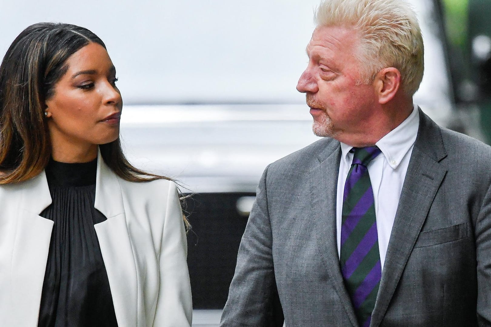 Lilian de Carvalho Monteiro und Boris Becker: Das Paar machte sich gemeinsam auf den Weg zum Gericht.