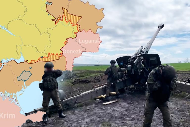 Truppenbewegungen in der Ukraine: Zuletzt startete Russland eine Großoffensive im Osten, doch eine Karte zeigt die Reaktion. (Quelle: t-online)