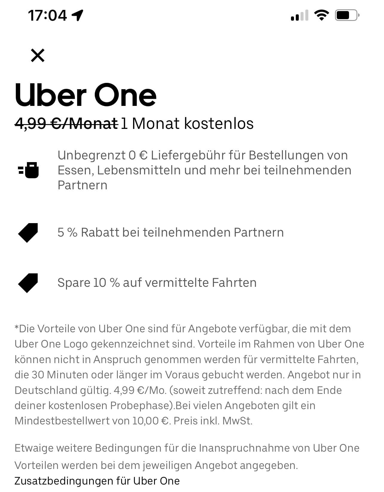 Uber startet mit einem monatlichen Abo in Berlin, Deutschland.