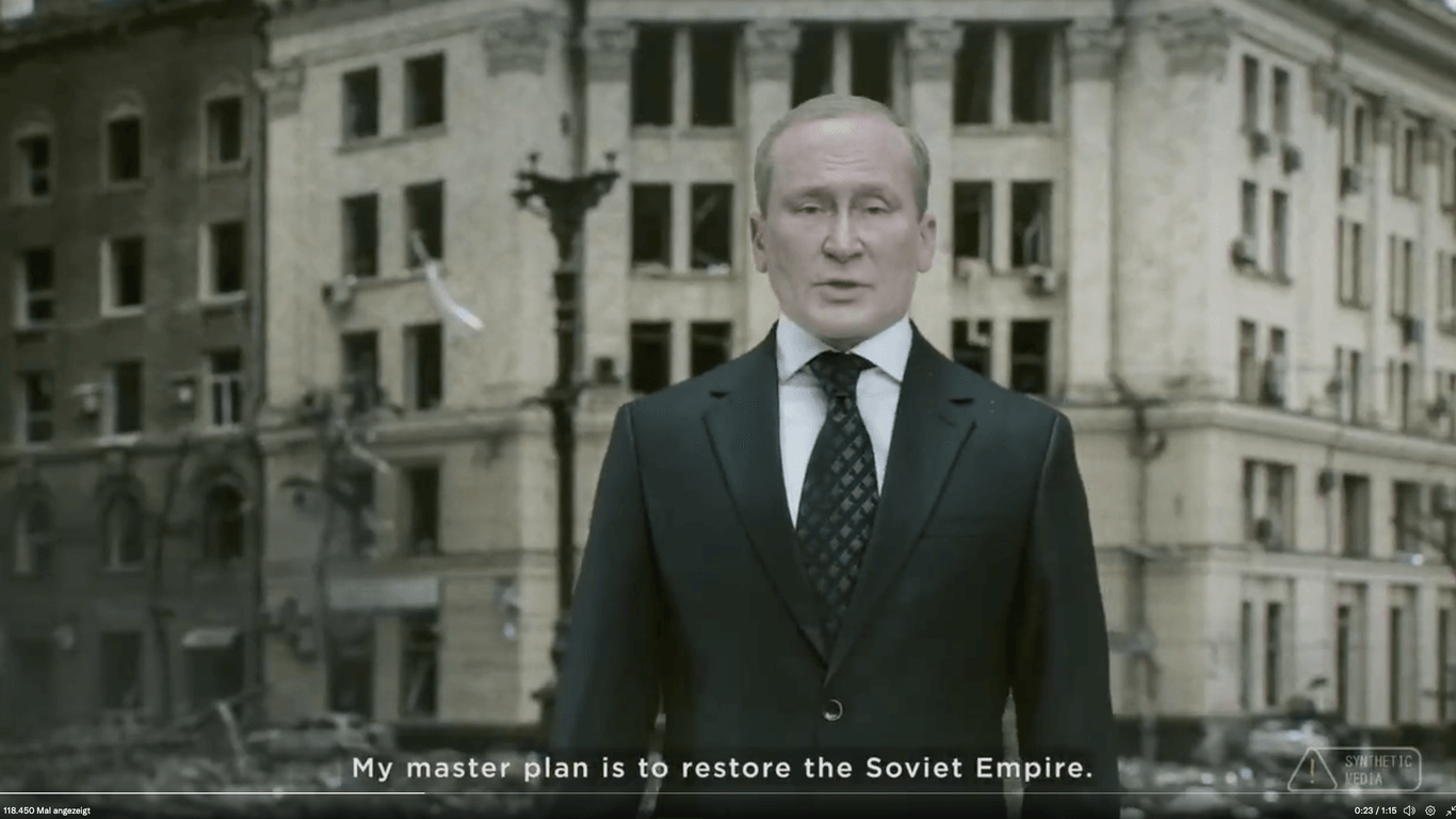 Wladimir Putin: Das Gesicht des Präsidenten ist von einer KI in ein Video eingesetzt worden.