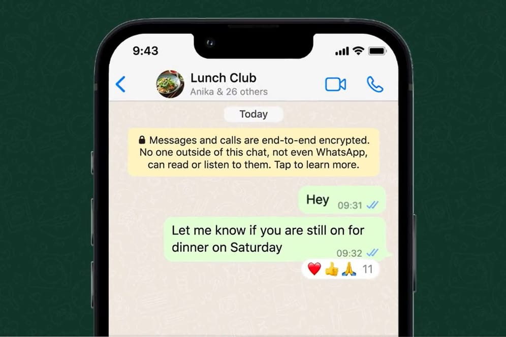 WhatsApp-Chat: Ab sofort können Nutzer auf Nachrichten direkt mit Emojis reagieren.