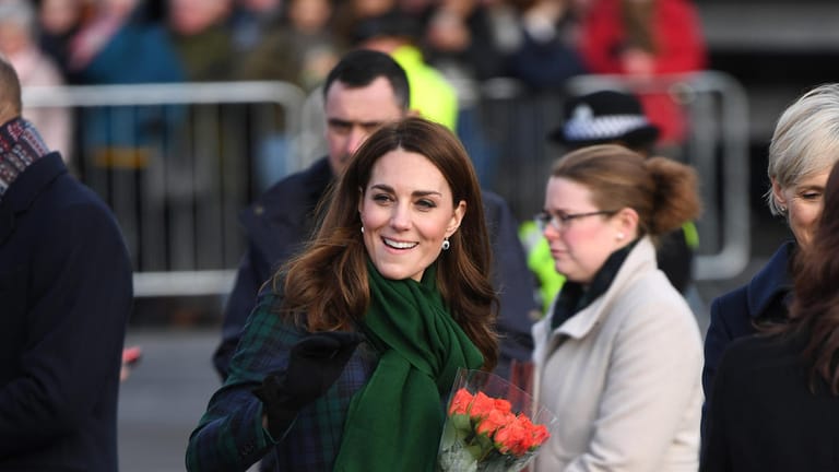 29. Januar 2018: Herzogin Kate in einem bekannten Look im schottischen Ort Dundee.