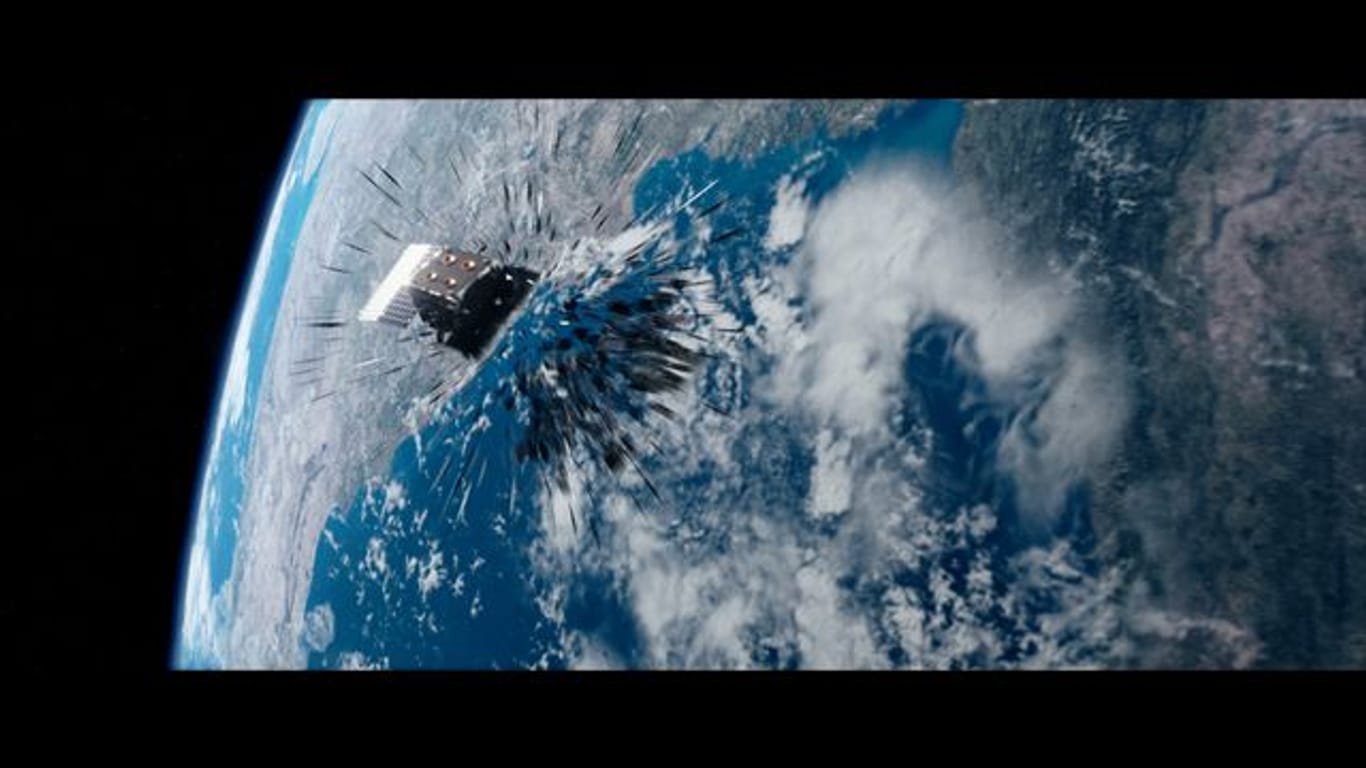 Diese von der ESA zur Verfügung gestellte Illustration aus dem Film "Time to Act" zeigt den Moment, in dem ein Satellit mit Weltraumschrott kollidiert.