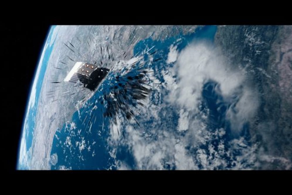 Diese von der ESA zur Verfügung gestellte Illustration aus dem Film "Time to Act" zeigt den Moment, in dem ein Satellit mit Weltraumschrott kollidiert.