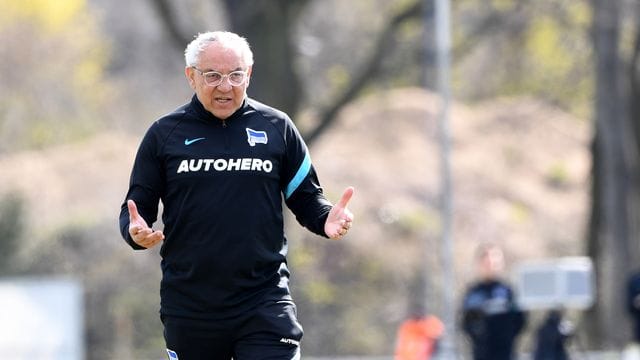 Fordert Fans und Spieler zum Zusammenhalt auf: Herthas Trainer Felix Magath gibt Anweisungen, beim Training. Fordert Fans und Spieler zum Zusammenhalt auf: Herthas Trainer Felix Magath gibt Anweisungen, beim Training.
