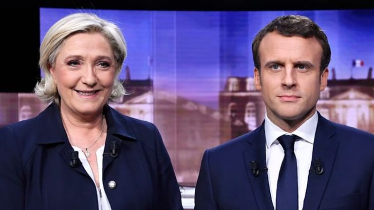 Marine Le Pen und Emmanuel Macron vor dem TV-Duell im Mai 2017.