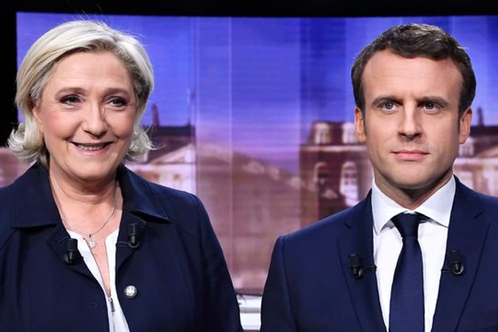 Marine Le Pen und Emmanuel Macron vor dem TV-Duell im Mai 2017.