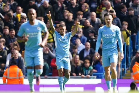 Gabriel Jesus (M) glänzte gegen Watford mit vier Toren.