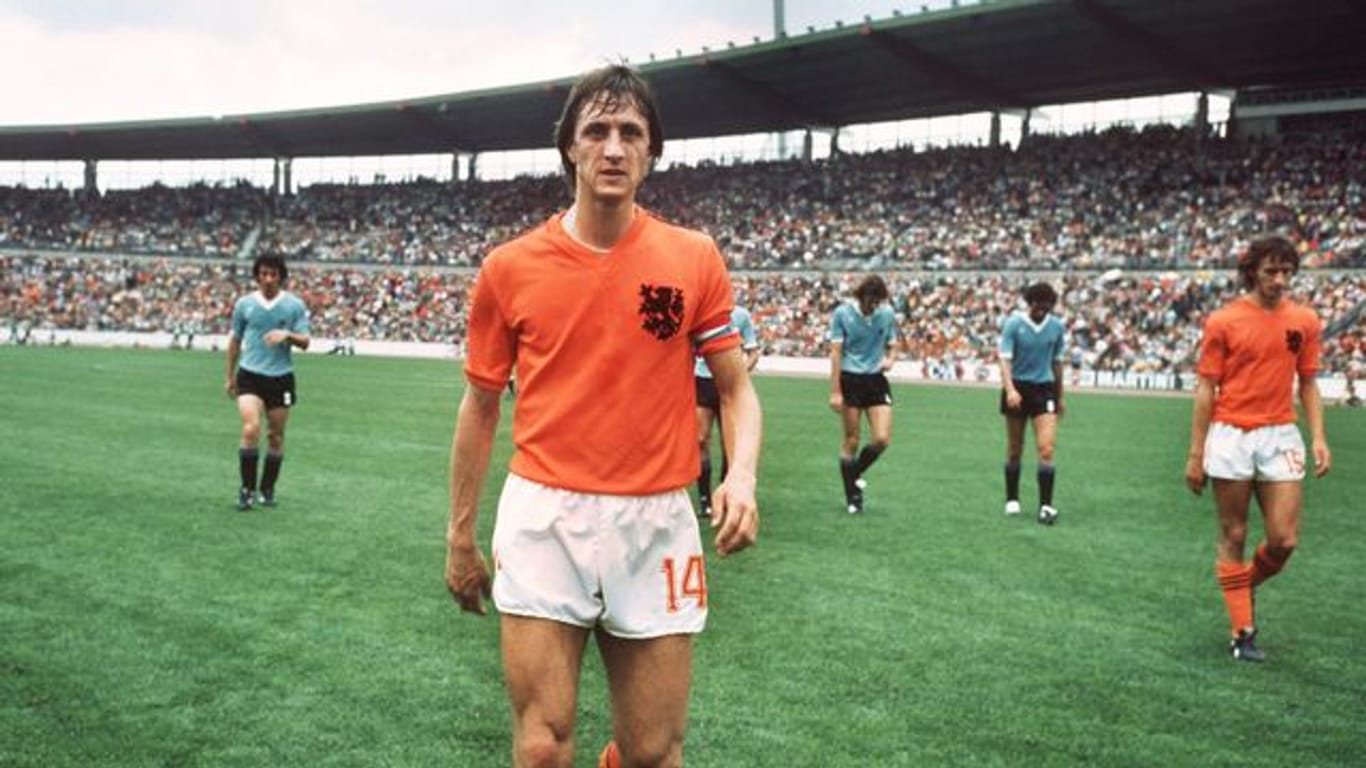 Die niederländische Fußball-Legende Johan Cruyff bei der WM 1974 in Deutschland.
