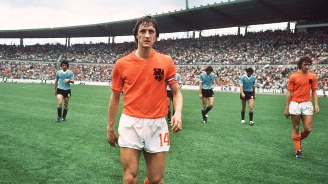 Die niederländische Fußball-Legende Johan Cruyff bei der WM 1974 in Deutschland.