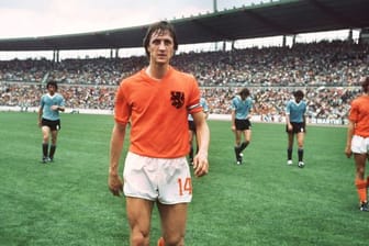 Die niederländische Fußball-Legende Johan Cruyff bei der WM 1974 in Deutschland.