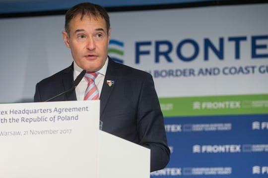 Frontex-Chef Fabrice Leggeri bei der Einweihung der Zentrale von Frontex in Warschau.