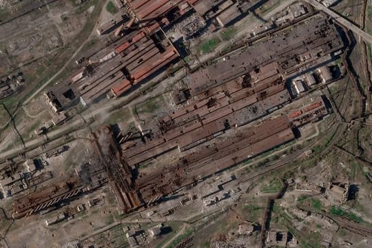 Satellitenbild des Stahlwerks Azovstal in Mariupol.