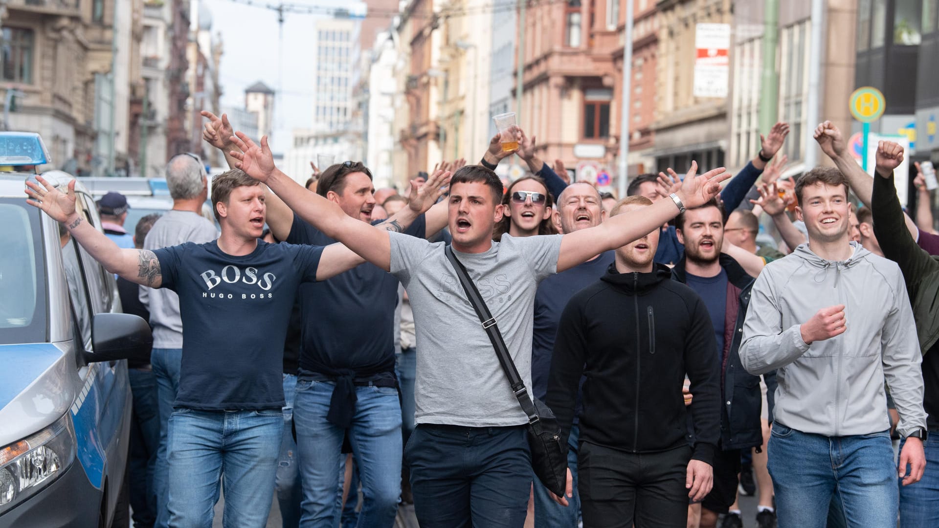 Fans von West Ham United in Frankfurt: Rund 5.000 Briten werden für das Spiel erwartet.