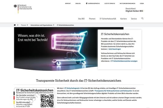 Auf der Internetseite des BSI finden Verbraucher und Verbraucherinnen Informationen zum IT-Sicherheitskennzeichen.