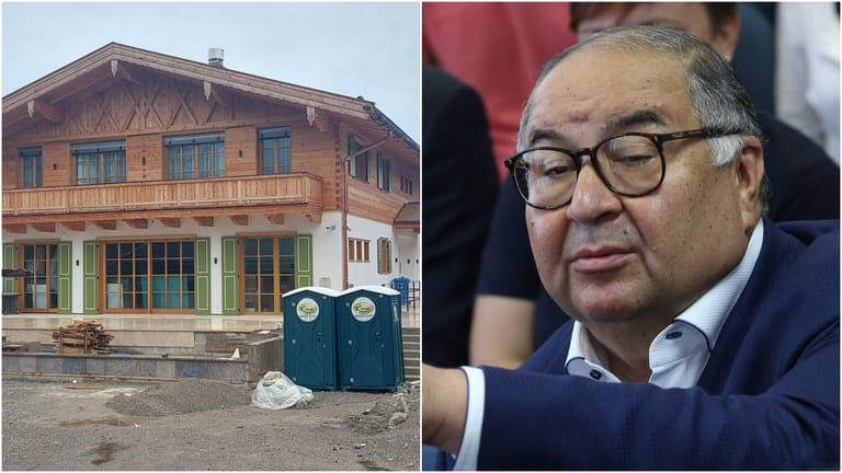 Baustelle an der Villa von Alisher Usmanow (rechts): Der russische Oligarch kann die Bauunternehmer am Tegernsee aktuell nicht mehr zahlen.