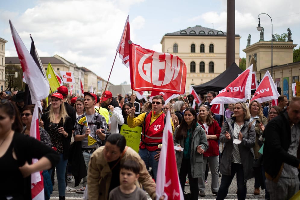 Kita-Streik in München (Archivbild): In München finden am Donnerstag wieder ganztägig Warnstreiks statt.