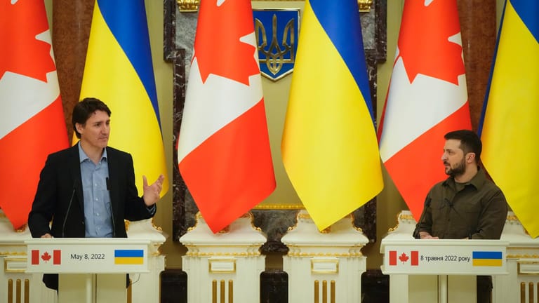 Kanadas Premierminister Justin Trudeau besuchte den ukrainischen Präsidenten Selenskyj gestern.