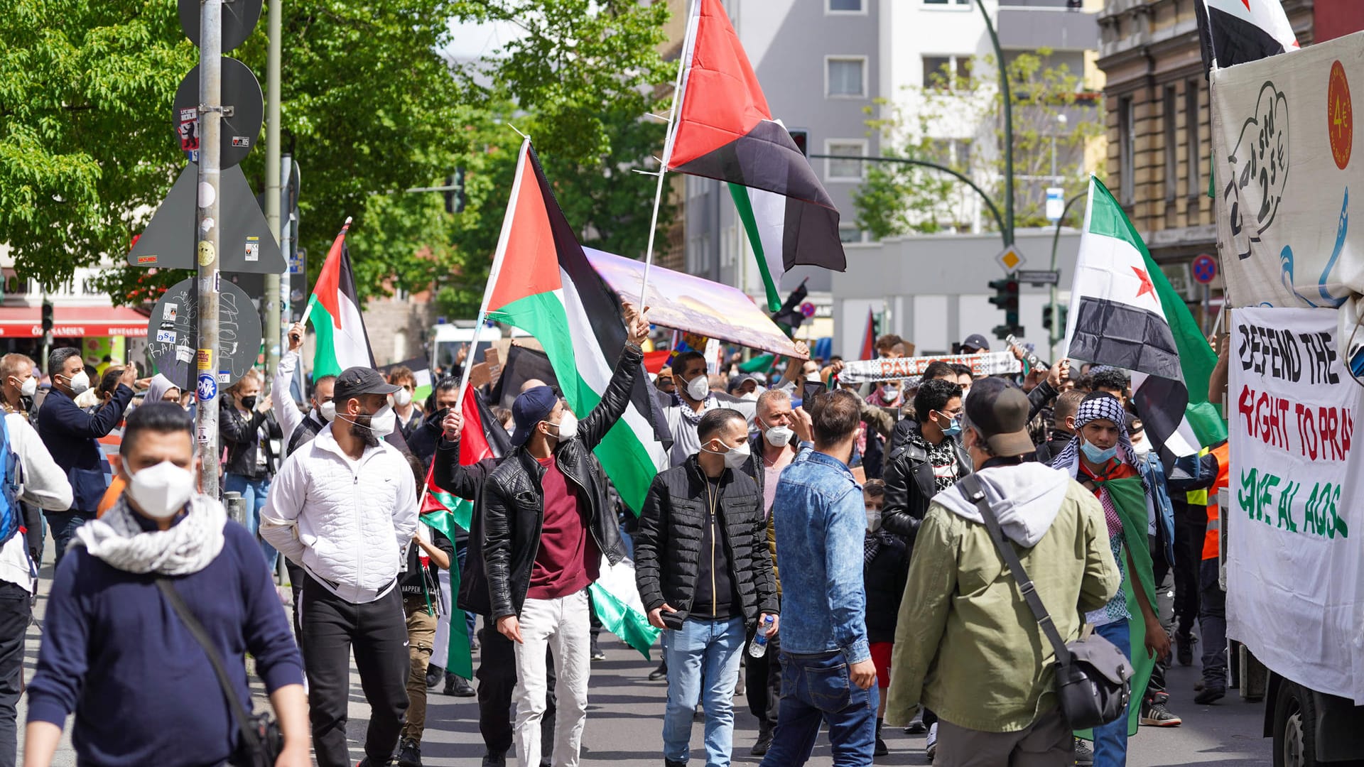 Teilnehmer einer Nakba Demonstration 2021 in Berlin (Archivbild): Dieses Jahr sind mehrere Demonstrationen in Berlin angemeldet.