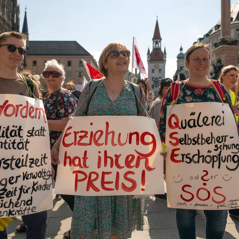 Kita-Streik am 12. Mai in München: Das Problem ist groß, alle müssen hier mithelfen.