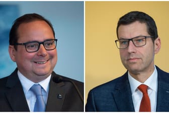 Thomas Kufen (l, Oberbürgermeister von Essen) und Thomas Eiskirch (Oberbürgermeister von Bochum, Montage): Sie sollen zukünftig den NRW-Städtetag führen.