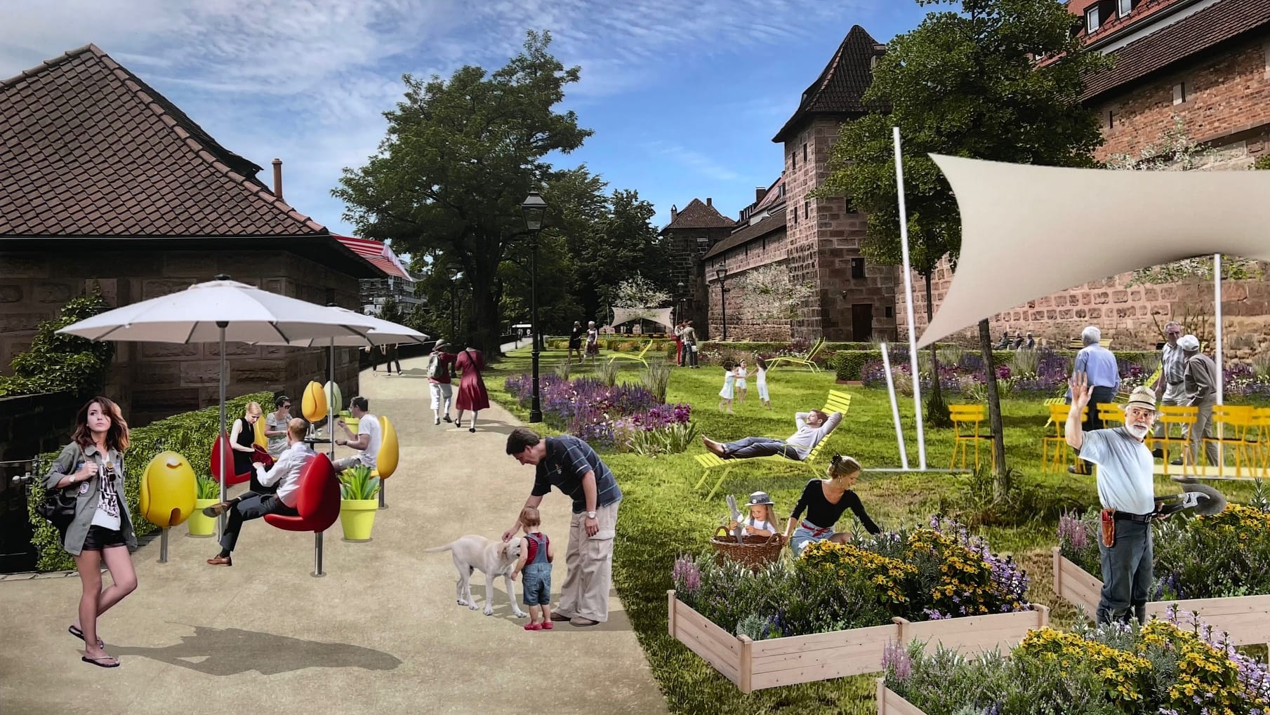 So bunt könnte Nürnbergs Stadtgraben werden, wenn Nürnberg die Landesgartenschau 2030 austragen sollte. So bunt könnte Nürnbergs Stadtgraben werden, wenn Nürnberg die Landesgartenschau 2030 austragen sollte.