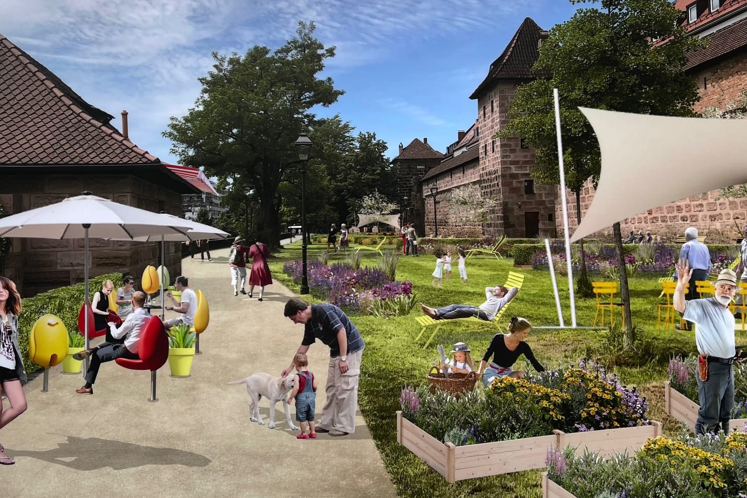 So bunt könnte Nürnbergs Stadtgraben werden, wenn Nürnberg die Landesgartenschau 2030 austragen sollte.